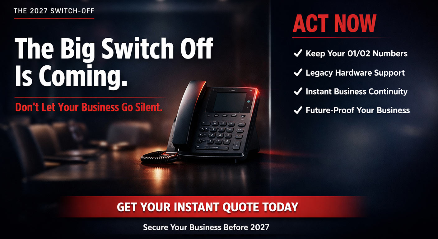 nfographic for Talking VoIP SIP Trunking showing a desk phone and smartphone connecting to the internet cloud, labeled "The Bridge to the Cloud" with orange branding.